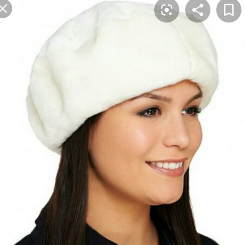 Dennis by Dennis Basso Faux Fur Beret Hat White/Cream‎